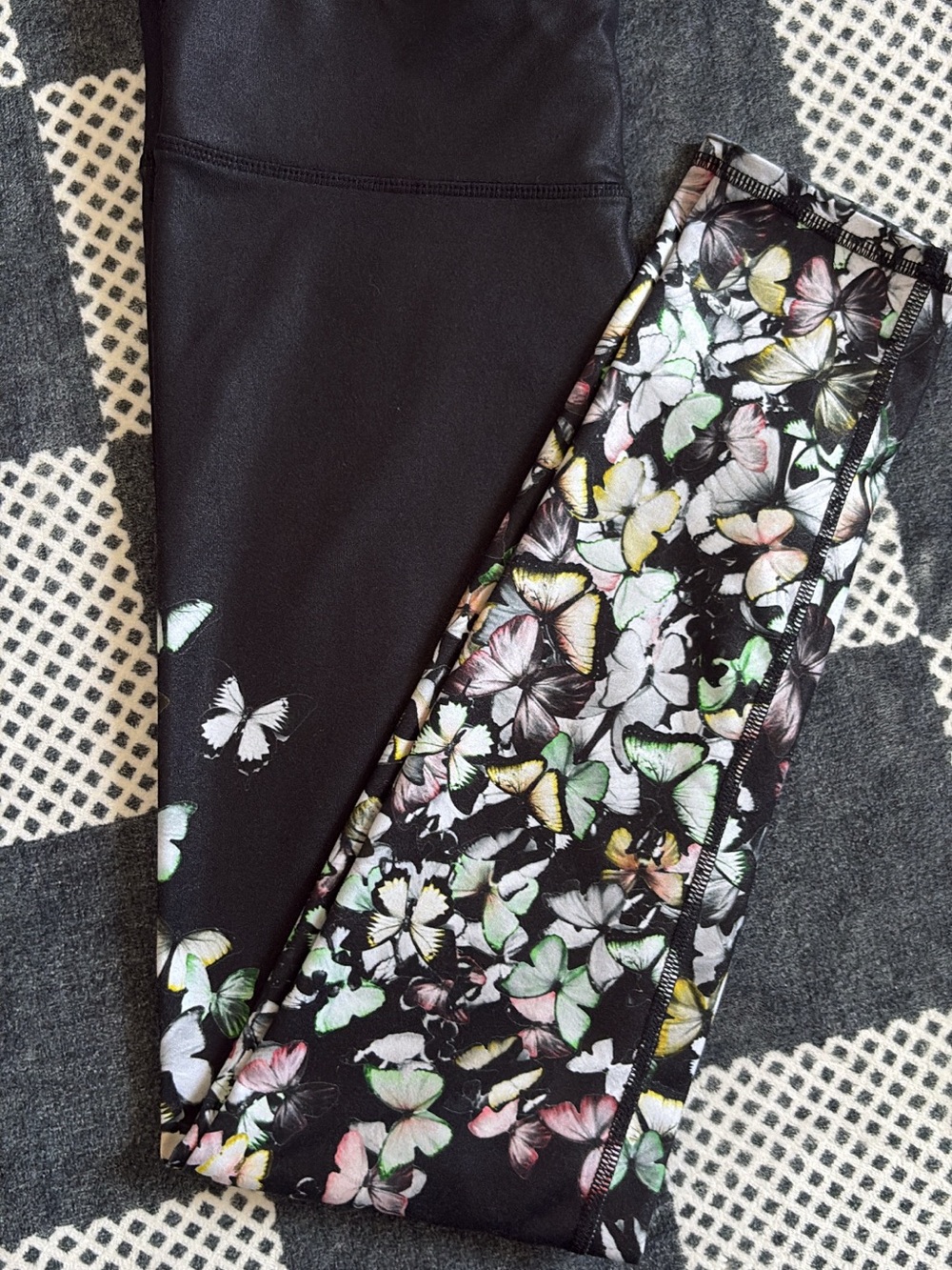 ALO Yoga Black Leggings with Multicolor Butterfly Print